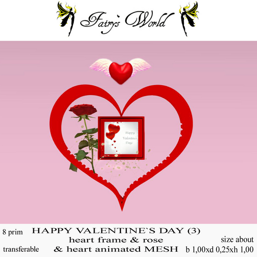 *Fairy`s World* HAPPY VALENTINE`S heart frame&rose&heart anim.3