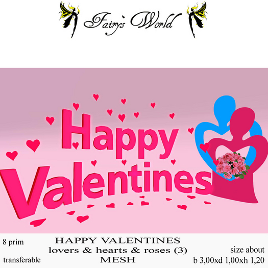 *Fairy`s World* Happy Valentines lovers & hearts & roses 3 MESH