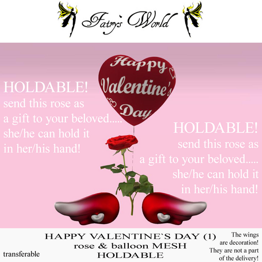 *Fairy`s World* HAPPY VALENTINE`S Balloon&Red Rose 1 holdable