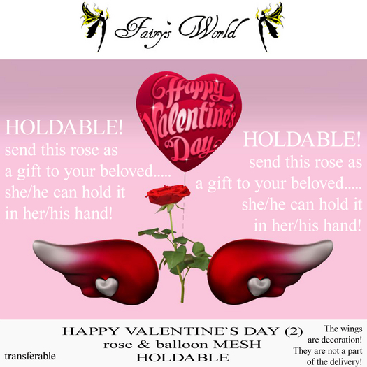 *Fairy`s World* HAPPY VALENTINE`S Balloon&Red Rose 2 holdable
