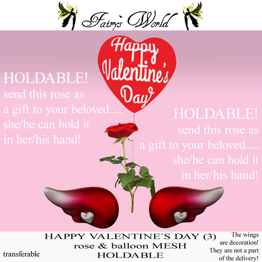 *Fairy`s World* HAPPY VALENTINE`S Balloon&Red Rose 3 holdable