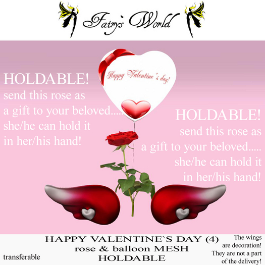 *Fairy`s World* HAPPY VALENTINE`S Balloon&Red Rose 4 holdable