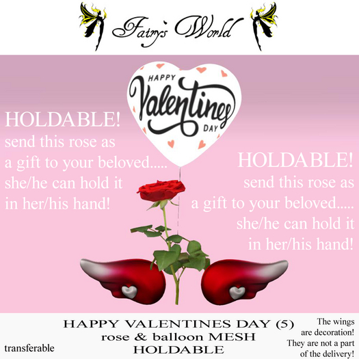 *Fairy`s World* HAPPY VALENTINE`S Balloon&Red Rose 5 holdable