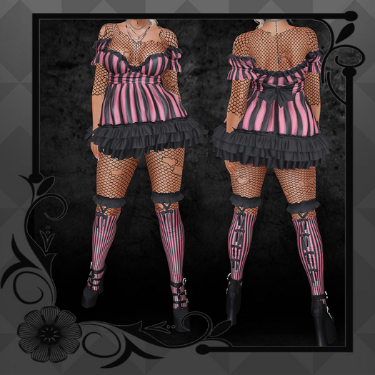 V2V VICTORIA DRESS ( LARA X ) PINK STRIPE ( addme )