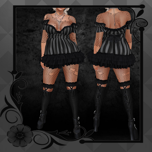 V2V VICTORIA DRESS ( LARA X ) BLACK STRIPE ( addme )