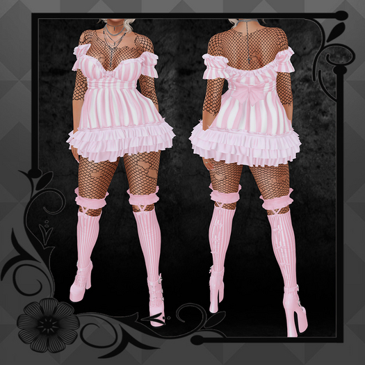 V2V VICTORIA DRESS ( LARA X ) BABY PINK STRIPE ( addme )