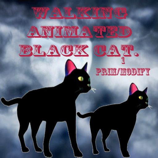 Animated waliking black cat.