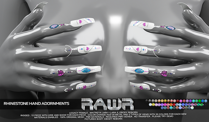 RAWR! Rhinestone Hand Adornments DEMO (add me)