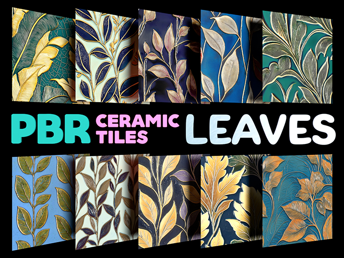 EA Design ♦ PBR - Ceramic Tiles - Leaves - Set 01
