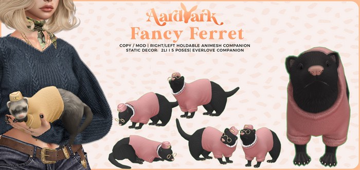 Second Life Marketplace - Aardvark : Fancy Ferret - Black