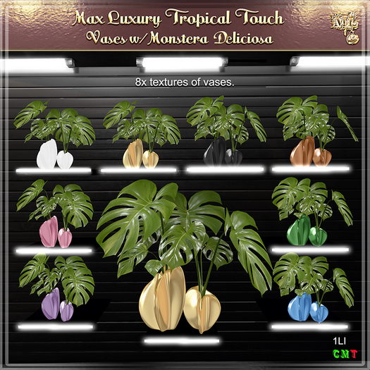 Max Luxury - Tropical Touch - Vases w/Monstera Deliciosa