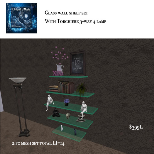 glass wall shelf with decor set-Box LI=16