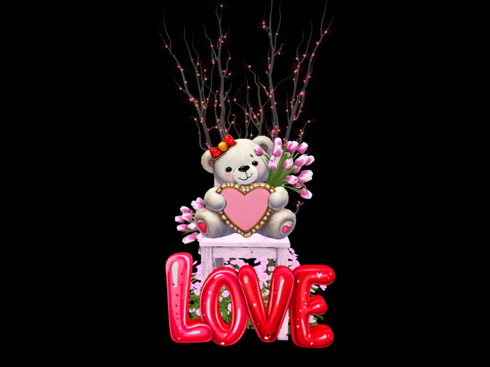 MC Valentine Adorable Chair Bear Deco