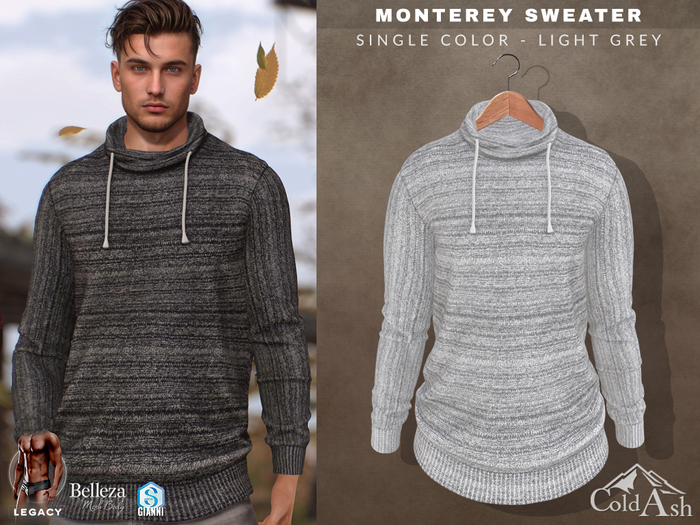{COLD-ASH} Mens MONTEREY Sweater (Single-LightGrey)