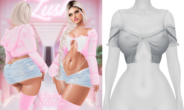 Lush - Darling Lace Top Light Grey