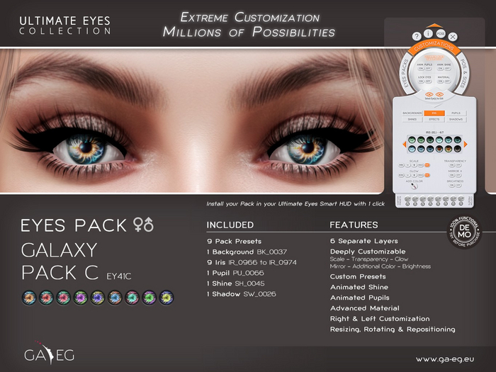 NEW !!! [GA.EG] Ultimate Eyes Pack - EY41C Galaxy Pack C