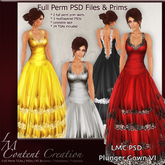 LMC Designer PSD Files & Prims - Plunger Gown VI - Laced Low Back BOM Dress