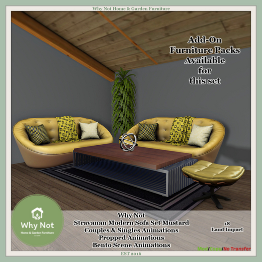 Why Not - Stravanan Modern Sofa Set-Mustard-Boxed