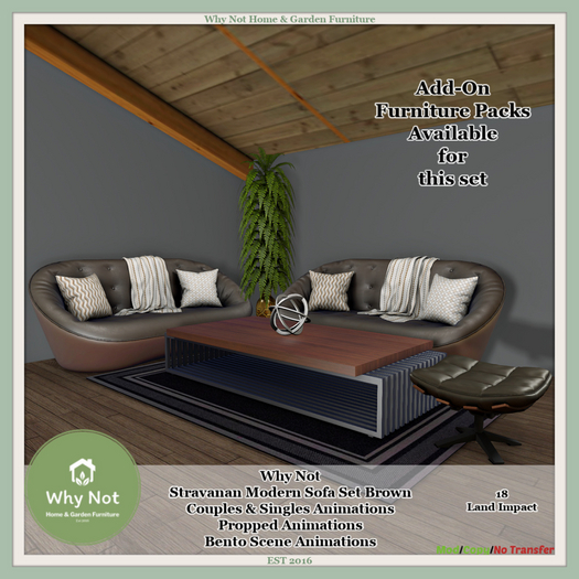 Why Not - Stravanan Modern Sofa Set-Brown-Boxed