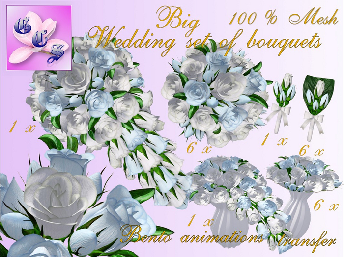 Big Wedding bouquet set of roses,overhangings_w&b_011_RB4