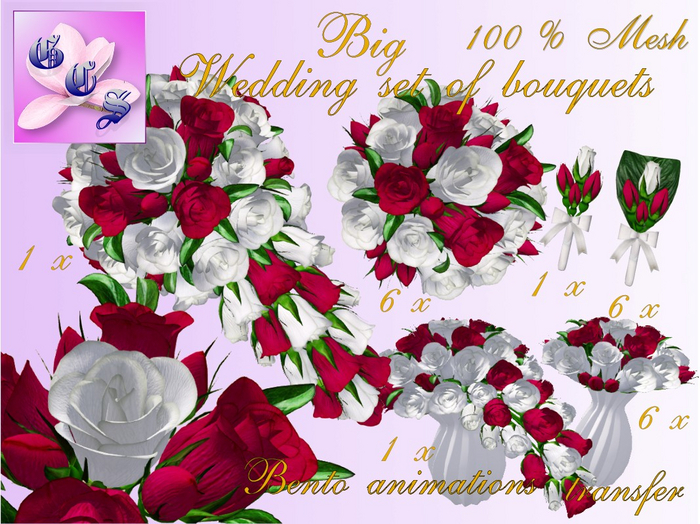 Big Wedding bouquet set of roses,overhangings_w&r_011_RB5