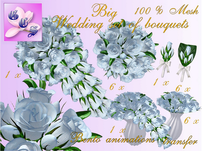 Big Wedding bouquet set of roses,overhangings_blue_011_RB7