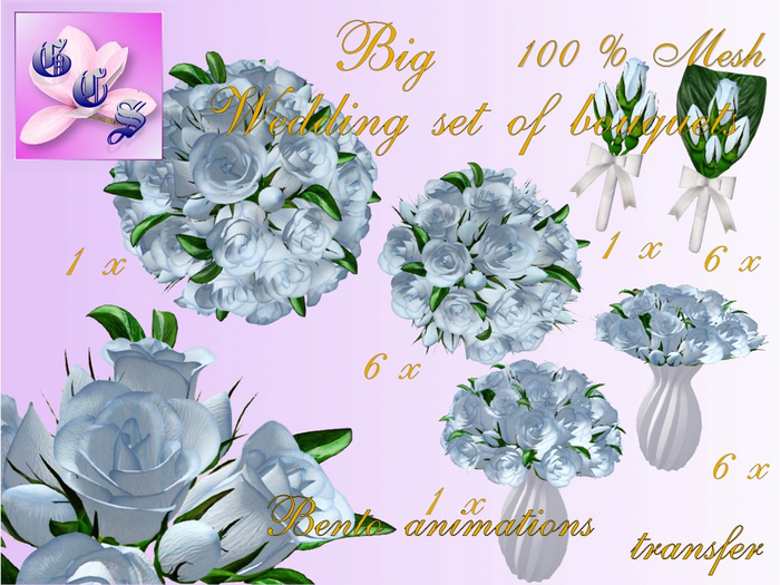 Big Wedding bouquet set of roses_blue_011_RB7