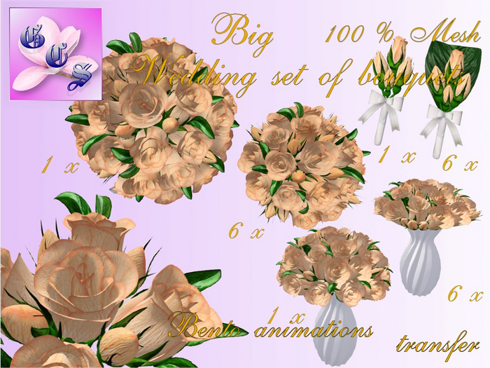 Big Wedding bouquet set of roses_apricot_011_RB9