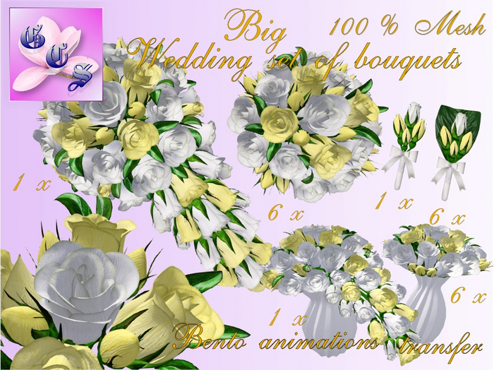 Big Wedding bouquet set of roses,overhangings_w&y_011_RB10