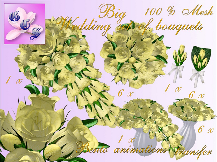 Big Wedding bouquet set of roses,overhangings_yellow_011_RB11