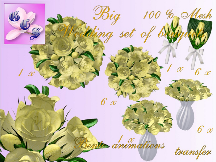 Big Wedding bouquet set of roses_yellow_011_RB11