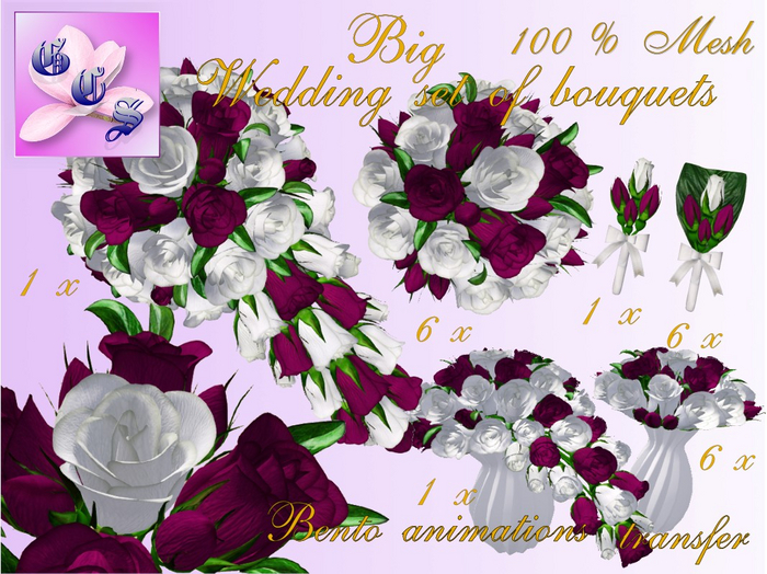 Big Wedding bouquet set of roses,overhangings_w&c_011_RB12