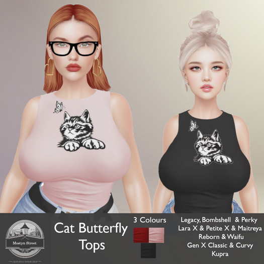 Mostyn St - Cat Butterfly Tops