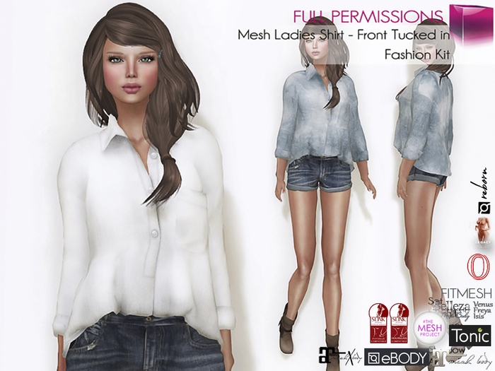 FullPerm Ladies Long Sleeve Loose Shirt - Front Tucked Ocacin Slink Maitreya 5.3 LaraX Belleza Tonic Ebody Reborn Legacy