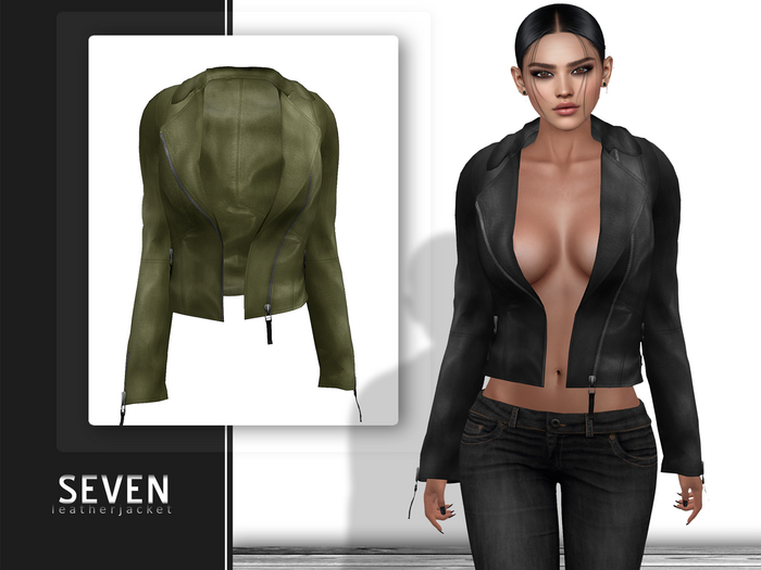 SEVEN - Leather Jacket (olive)