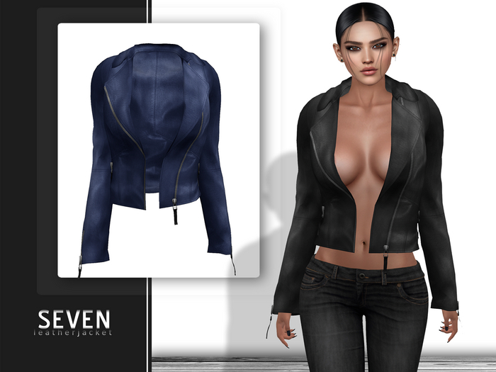 SEVEN - Leather Jacket (navy)