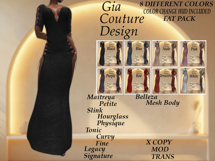 "GCD" Athena Long Dress FAT PACK
