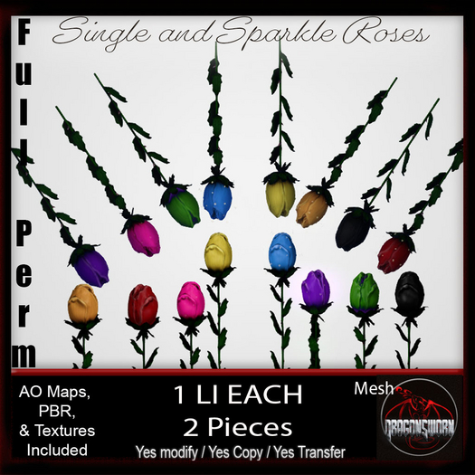 Full Perm Single and Sparkle Roses