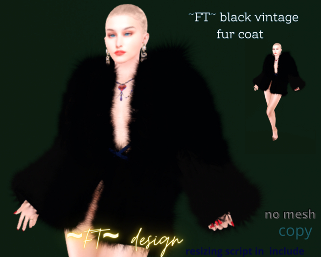 ~FT~ black Laced Fur Coat