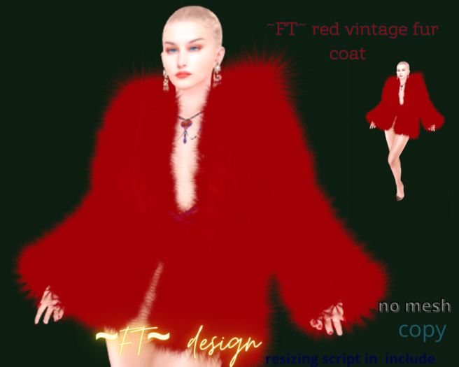 ~FT~ red  Laced Fur Coat 