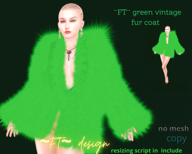 ~FT~ green  Laced Fur Coat 