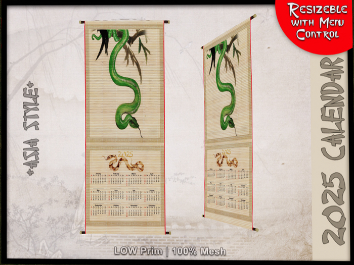 *ASIA STYLE* Calendar 2025 Green Snake