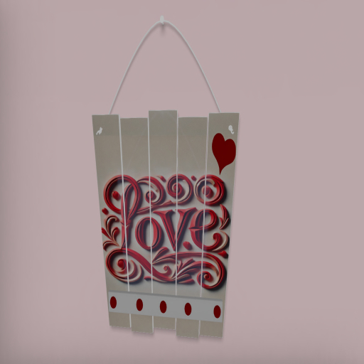 5 Slat Red Love wall hanging