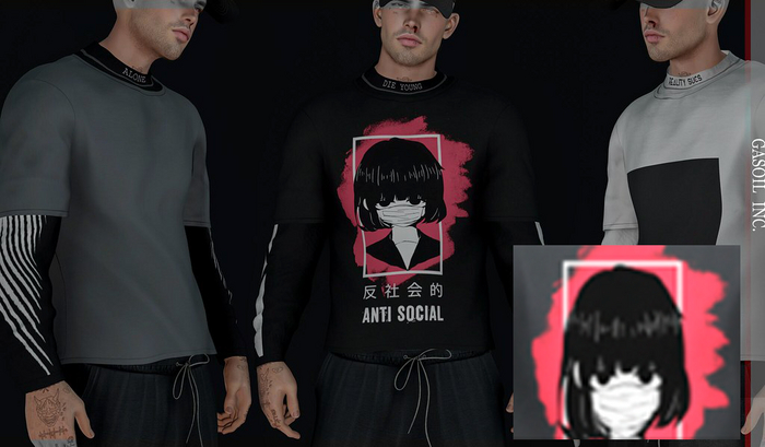 [GL - inc.] - Calvin T-shirt with sleeves Anti Gray Gift