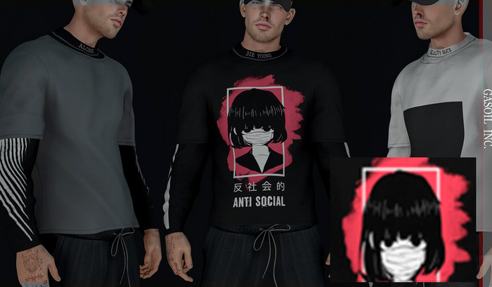[GL - inc.] - Calvin T-shirt with sleeves Anti Black