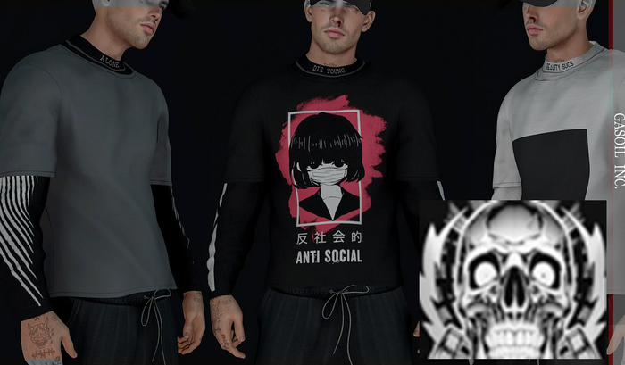 [GL - inc.] - Calvin T-shirt with sleeves Skull White
