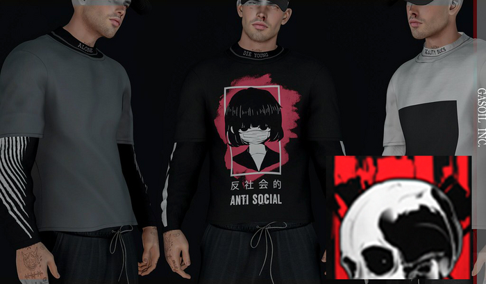 [GL - inc.] - Calvin T-shirt with sleeves Skull Red