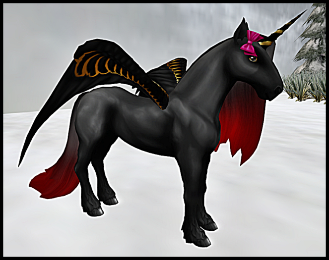 Amaretto Breedable Bundle - Female Obsidian Fresian Pegasus & Unicorn Longing
