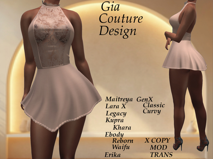 "GCD" Belinda Lace Halter Dress Nude