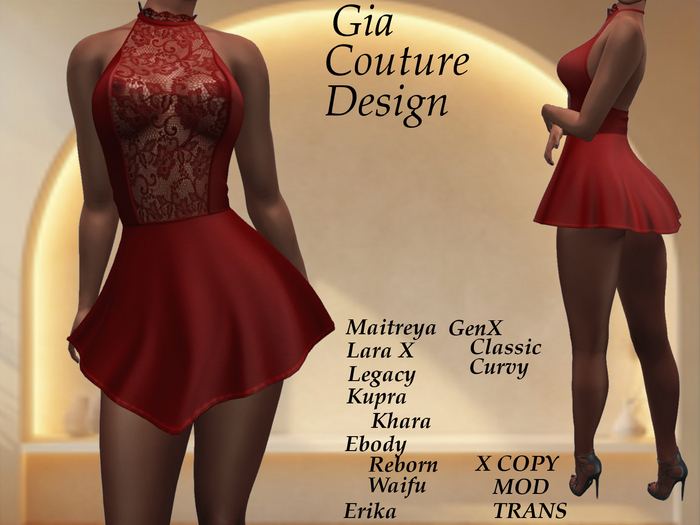 "GCD" Belinda Lace Halter Dress Red